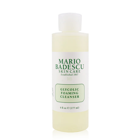 Mario Badescu Glycolic Foaming Cleanser, a 177ml facial wash for all skin types, exfoliates and unclogs pores for radiant skin.