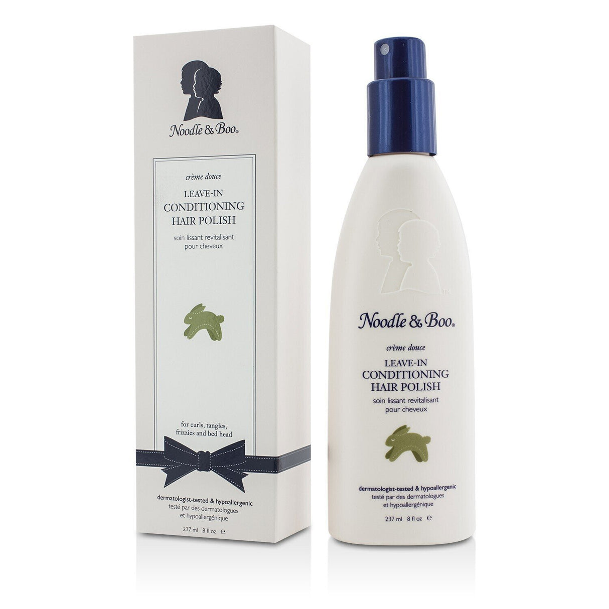 Lightweight leave-in conditioner for curls, detangling, and frizz control; enriched with sunflower and green tea extracts.