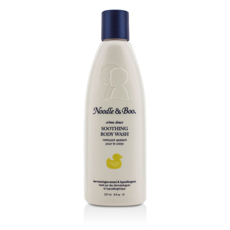 Gentle body wash for babies, soothing sensitive skin with tearless, soap-free formula, enriched with milk protein and vitamins.