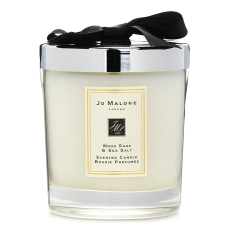 Jo Malone Wood Sage & Sea Salt Scented Candle, 200g, 2.5-inch, emits a calming woody scent, ideal for self-care and decor.