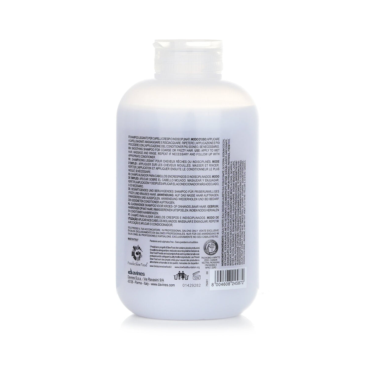 Moisturizing Davines Love Shampoo for coarse or frizzy hair, promoting smoothness and manageability.