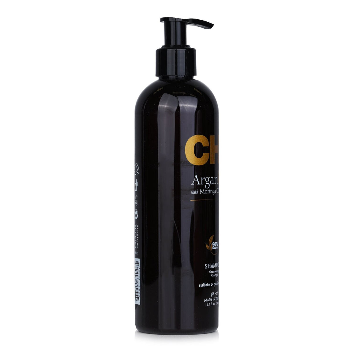 Luxury CHI Argan Oil Plus Moringa Shampoo, sulfate and paraben-free, revitalizes hair with moisture and shine.