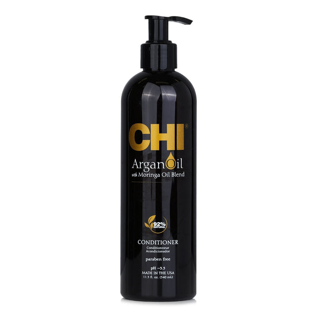 CHI Argan Oil Plus Moringa Conditioner, 340ml: Nourishing, lightweight, paraben-free formula for healthier, shinier hair.