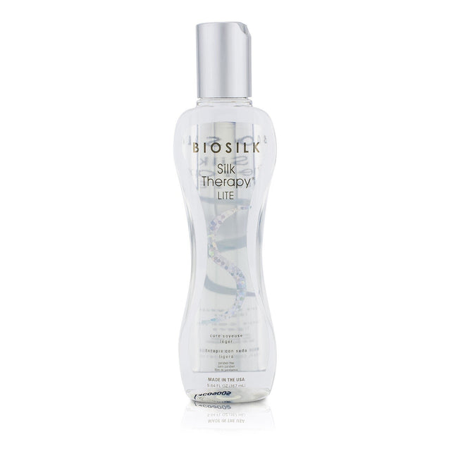 Lightweight leave-in treatment for fine hair, enriched with natural silk to enhance strength and manageability.