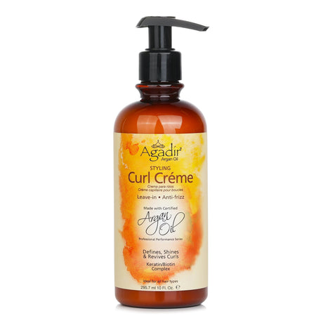 Luxurious Agadir Argan Oil Curl Creme for all hair types, enhancing curls with moisture, shine, and anti-frizz control.