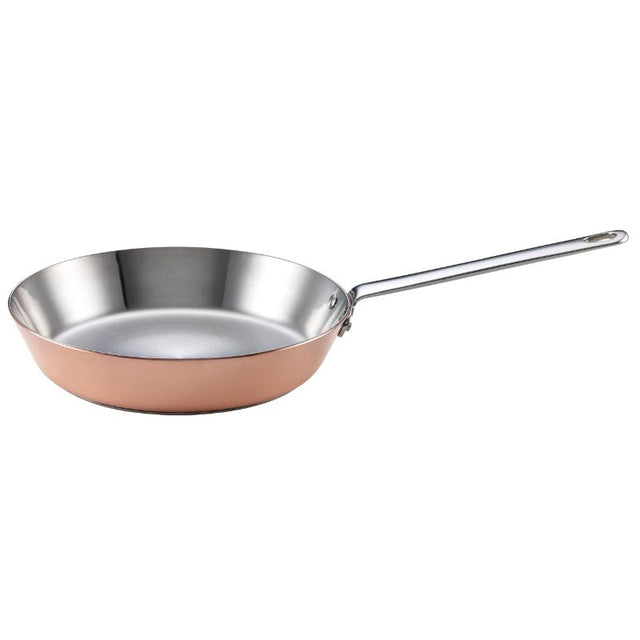 Scanpan Maitre' D Fry Pan 28cm with copper exterior, ergonomic handle, and optimal heat distribution for versatile cooking.