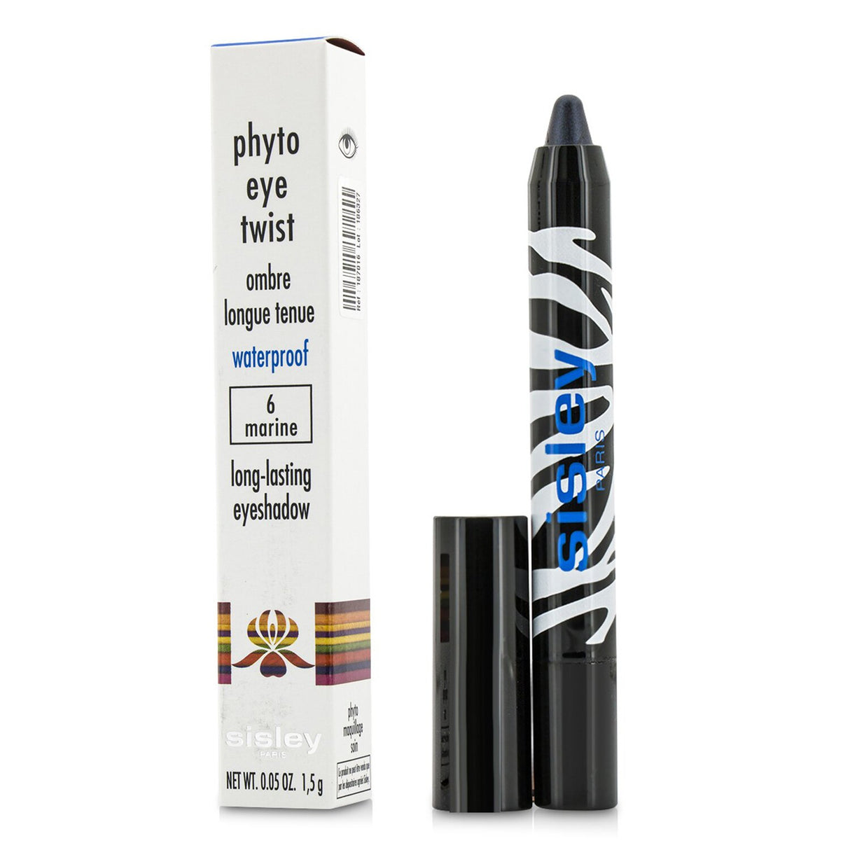 Sisley Phyto Eye Twist in #6 Marine, a dual-purpose makeup pencil for vibrant eyeshadow and precise eyeliner application.