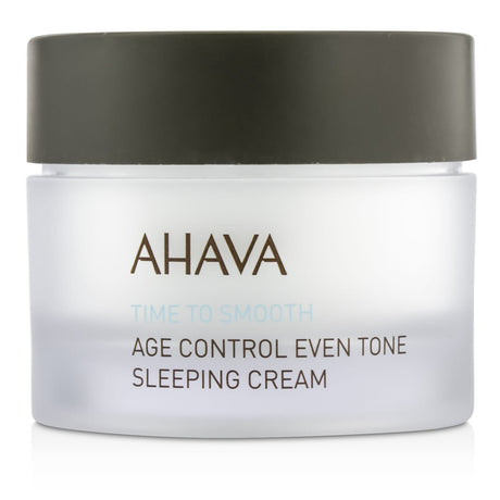 Ahava Time To Smooth Age Control Sleeping Cream, a silky overnight formula for fine lines, hydration, and even skin tone.