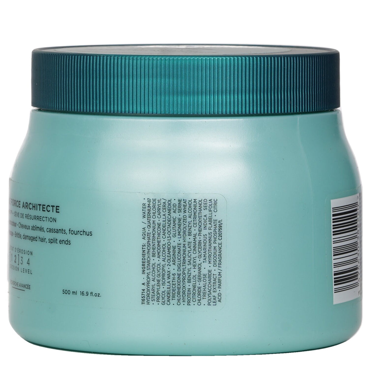 Kerastase Resistance Force Architecte Masque, a 500ml treatment for revitalizing brittle, damaged hair and split ends.