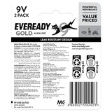 Eveready Gold Batteries Alkaline 9v 2pack