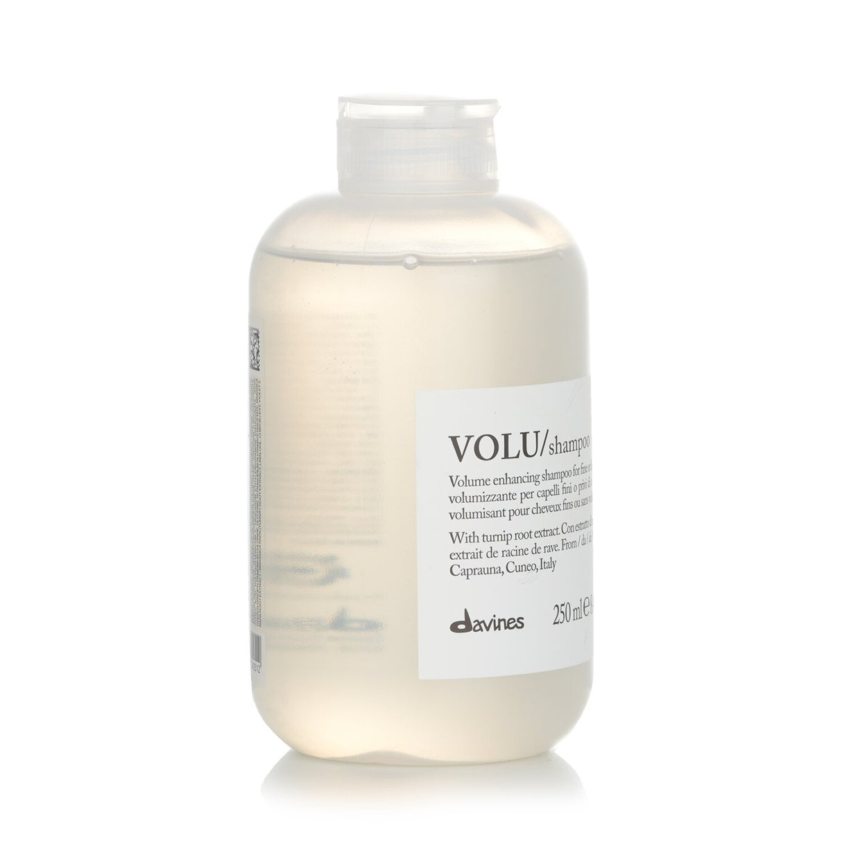 Davines Volu shampoo for fine hair, enhances volume, revitalizes with hope extract, leaves hair full and light.