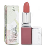 Clinique Pop Lip Colour + Primer in #01 Nude Pop offers 8-hour hydration and vibrant color with a velvety finish.