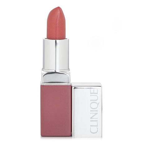 Clinique Pop Lip Colour + Primer in #01 Nude Pop offers vibrant color, hydration, and a velvety finish for smooth lips.