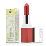 Clinique Pop Lip Colour + Primer in #06 Poppy Pop, a moisturizing lipstick with velvety finish and intense color payoff.