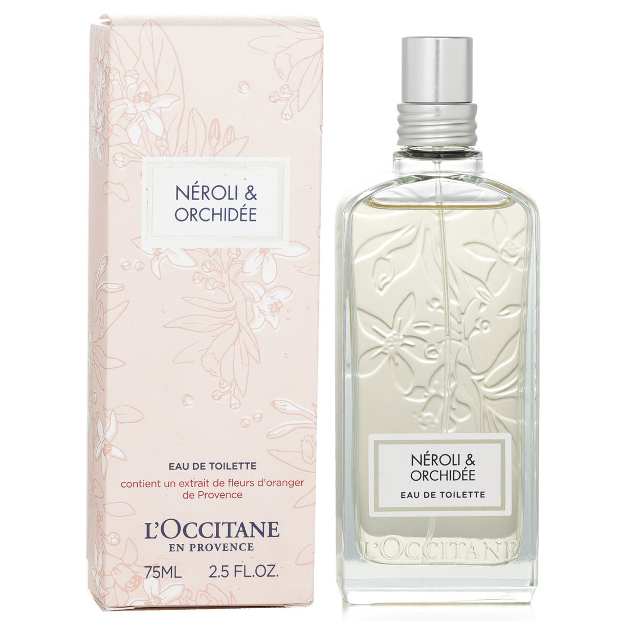 L'Occitane Neroli & Orchidee Eau De Toilette Spray in a 75ml bottle, showcasing vibrant citrus and floral notes for elegant women.