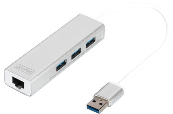 Digitus USB 3.0 3-Port Hub & Gigabit LAN Adapter