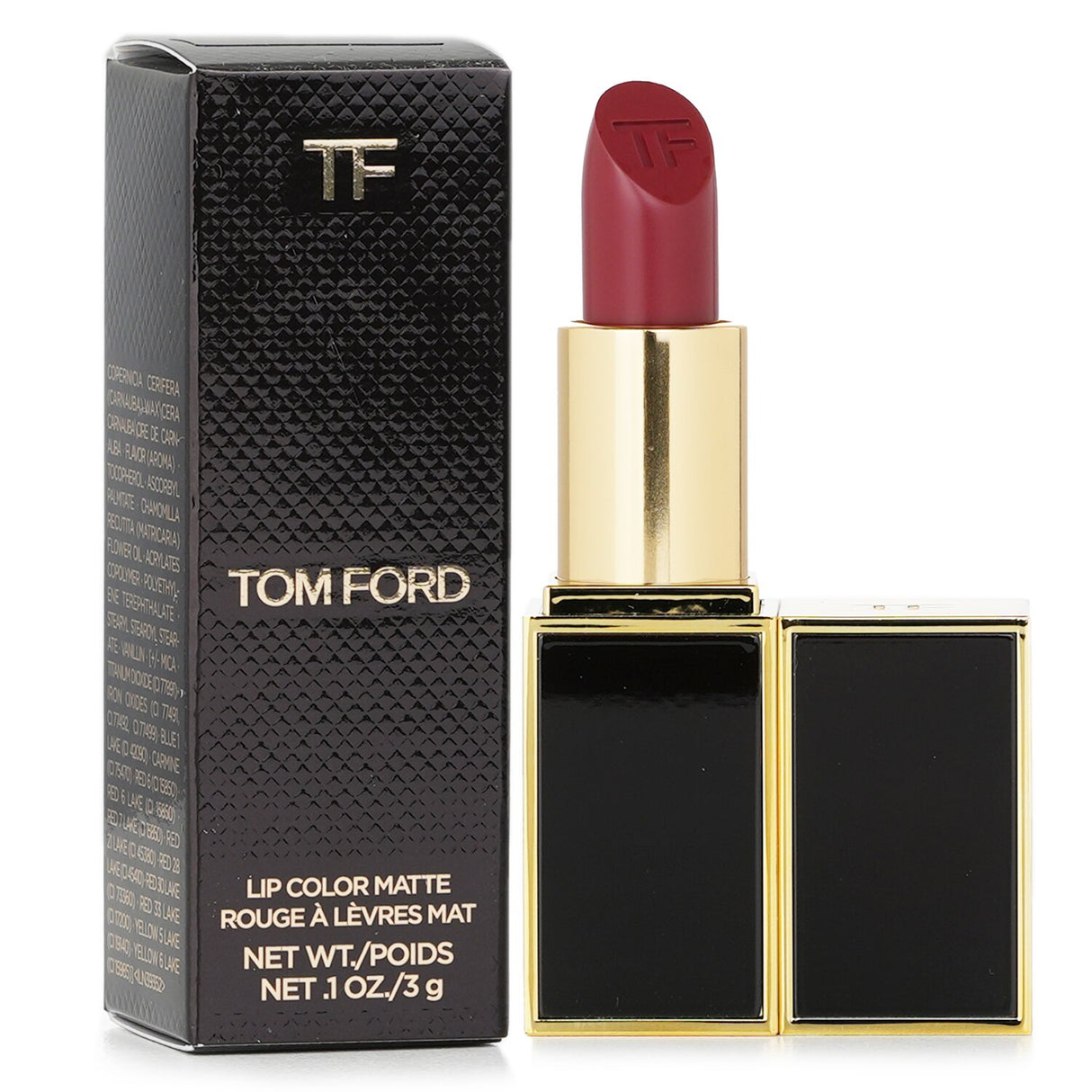 Tom Ford Lip Color Matte in #08 Velvet Cherry, a deep red lipstick with a luxurious velvet matte finish for bold, sophisticated lips.