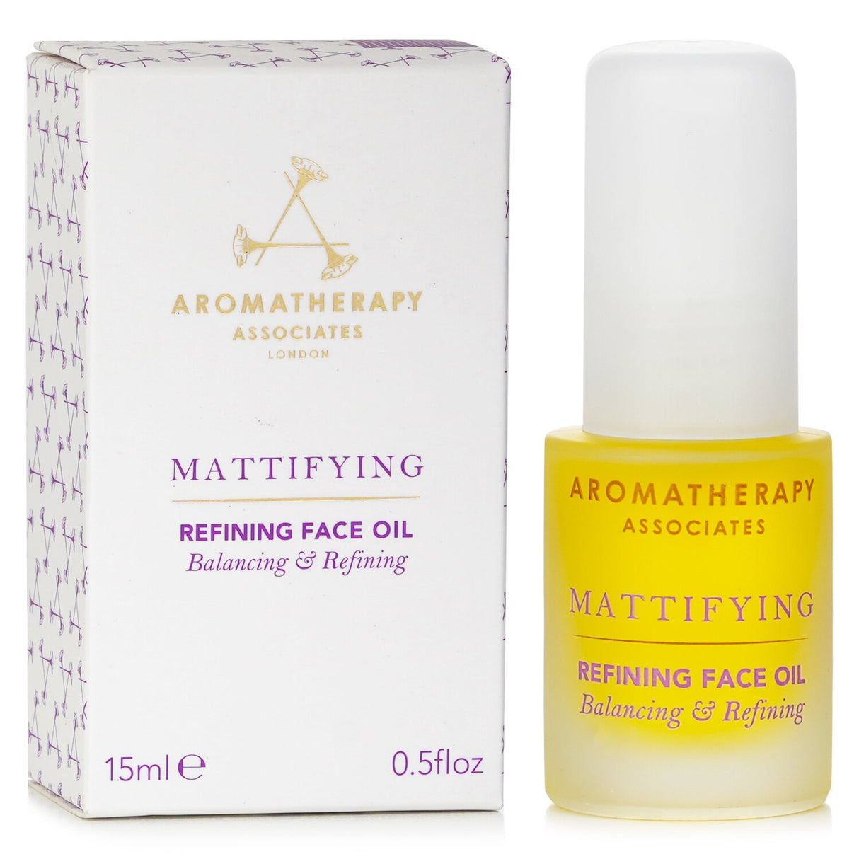 Aromatherapy Associates Mattifying Refining Face Oil in a 15ml bottle, perfect for oily skin, enriched with lavender and jojoba.