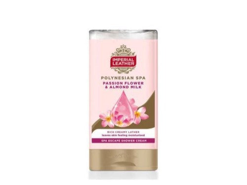 Set of 6 Imperial Leather Polynesian Spa Shower Gel bottles, 400ml each, featuring exotic fragrances for a tropical shower experience.
