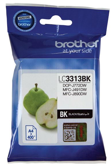 High yield black ink cartridge for Brother printers, prints up to 400 pages with exceptional quality and reliability.