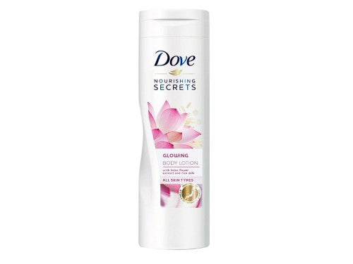 Set of 12 Dove Glowing Ritual Lotions (250ml each) for deep nourishment and hydration, leaving skin soft and radiant.