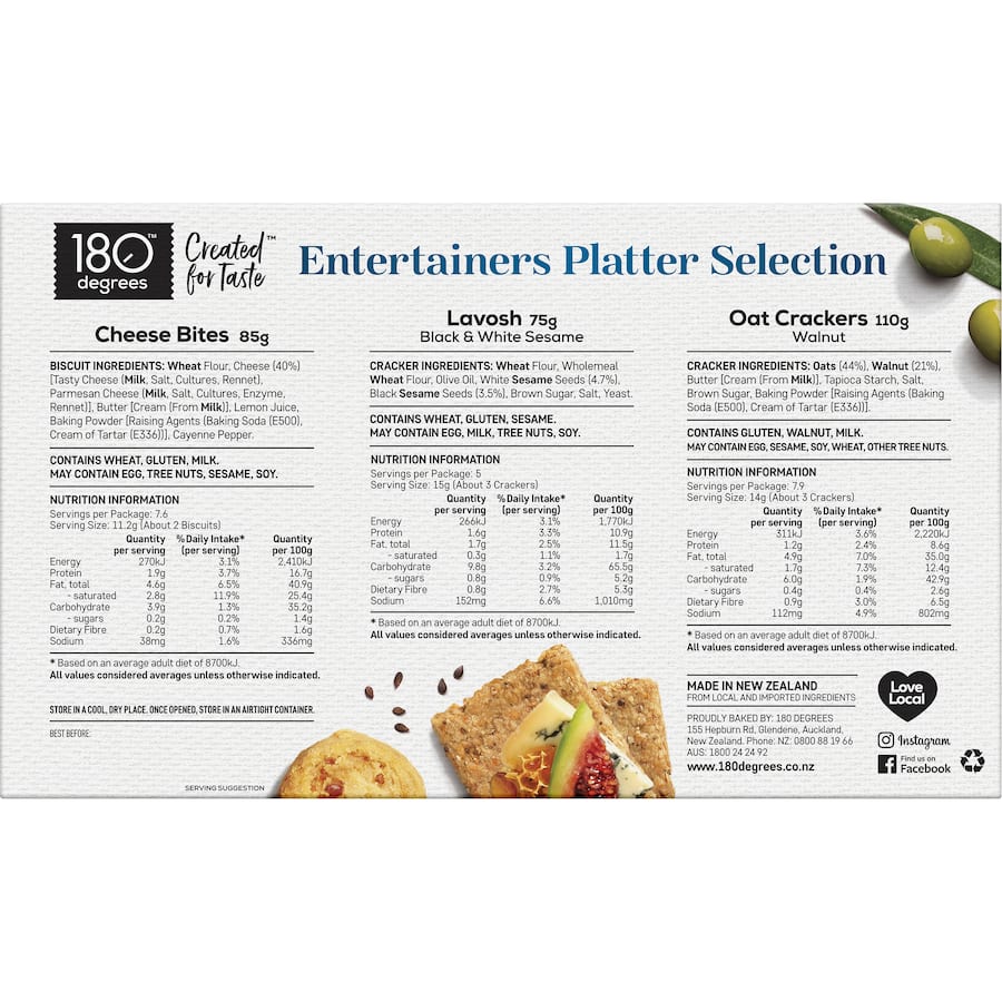 180 Degrees Crackers Entertainers Selection Boxed 270g
