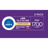 Olsent Led Light Bulb Gls Bayonet 15w 1700lm Ww 2pack