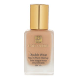 Estee Lauder Double Wear foundation in No. 77 Pure Beige offers long-lasting medium coverage with a semi-matte finish.