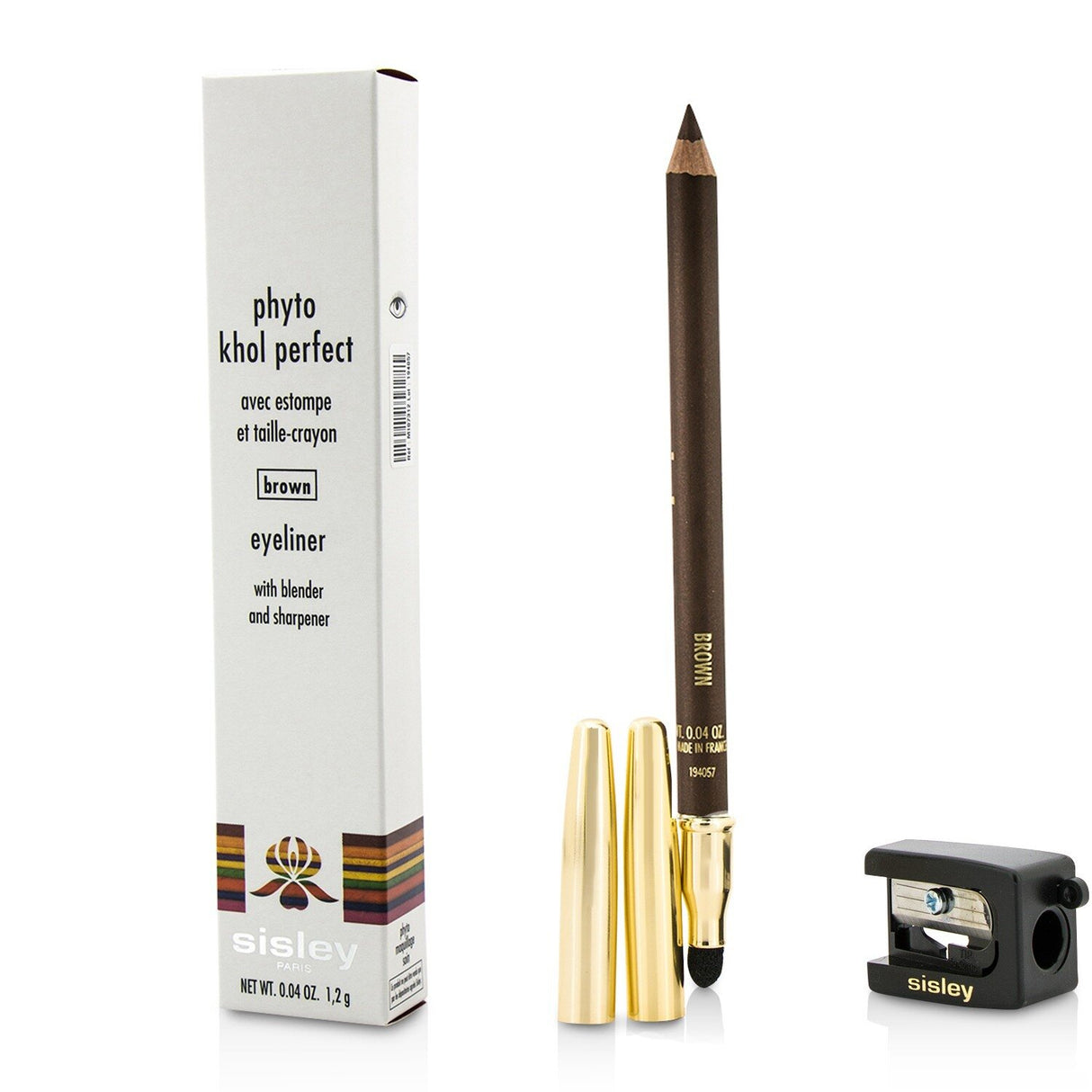 Sisley Phyto Khol Perfect Eyeliner in Brown with blender and sharpener, features smooth application and long-lasting wear.