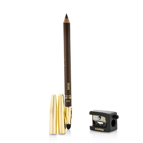 Brown kohl eyeliner pencil with a smooth application, includes blender and sharpener for precise eye makeup.