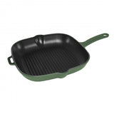 Chasseur Square Grill 25cm in Forest, handcrafted cast iron cookware, perfect for grilling and eco-friendly cooking.