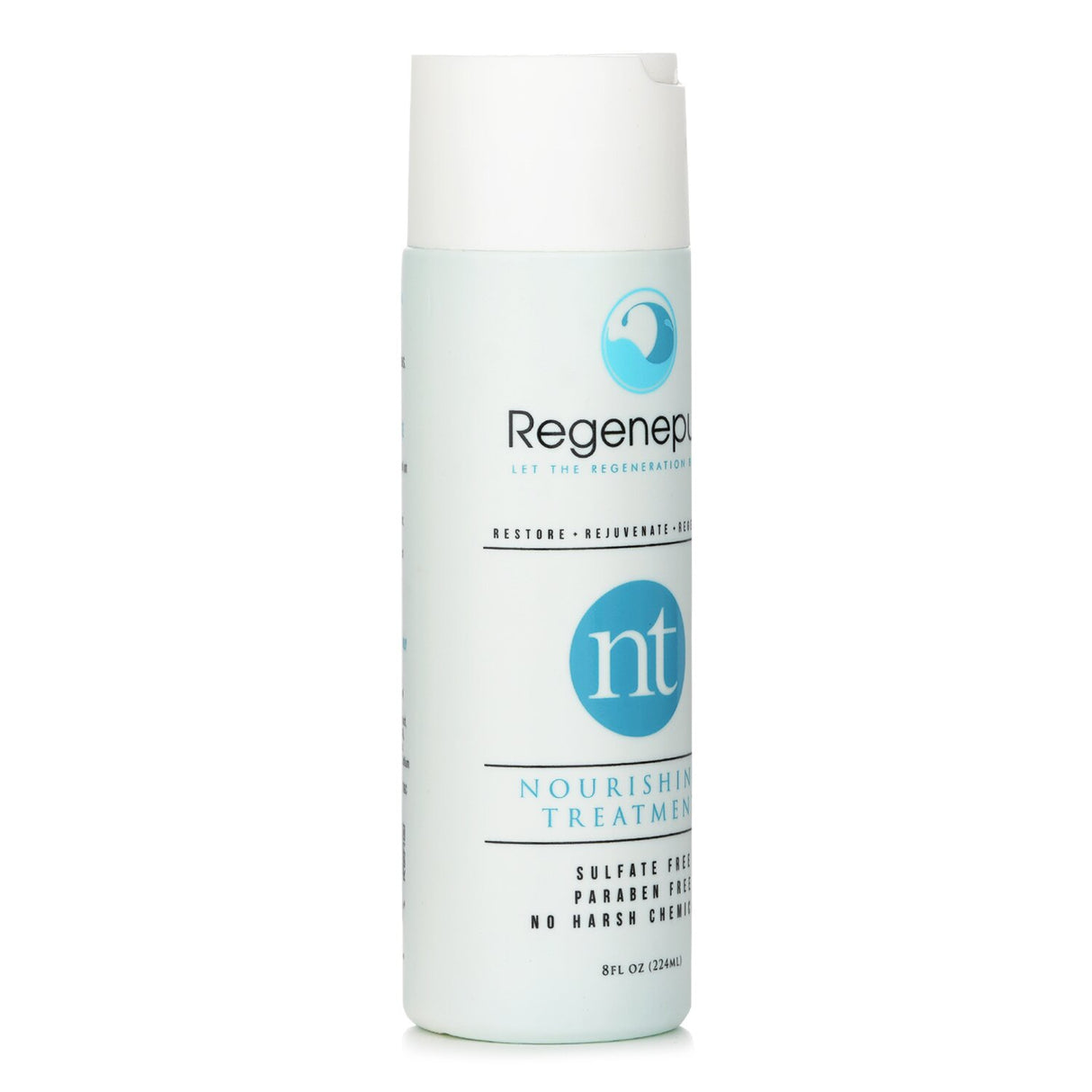 Regenepure NT Nourishing Treatment shampoo, 224ml, revitalizes scalp and promotes hair growth with natural ingredients.