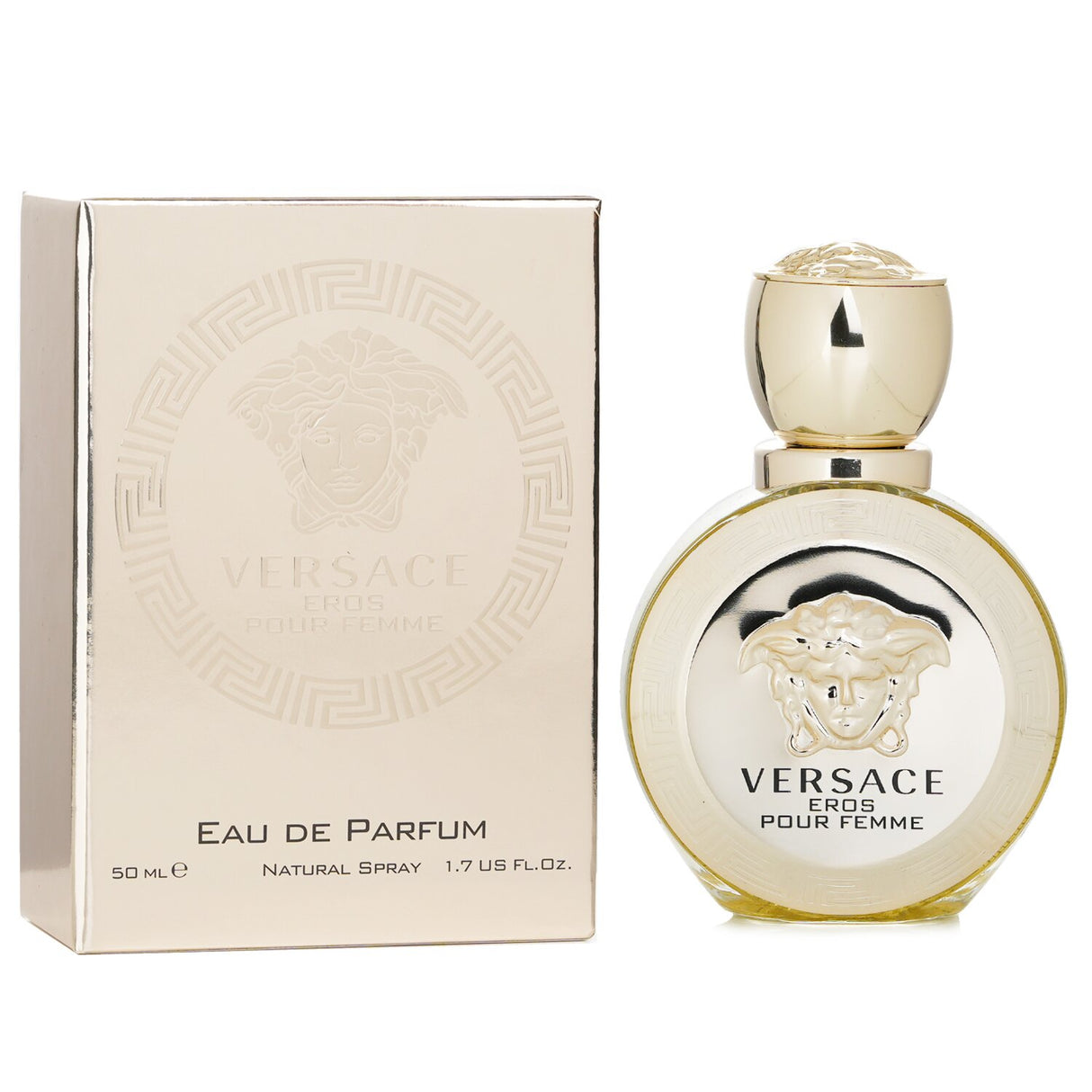 Versace Eros Eau De Parfum Spray in an elegant 50ml bottle, featuring floral woody notes for a captivating, sophisticated scent.