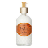 Luxurious 200ml Ginger Orange body lotion with moisturizing natural oils, uplifting scent, and convenient pump dispenser.