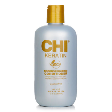 Revitalizing 355ml keratin conditioner for damaged hair, offering intensive hydration and improved elasticity for smooth, healthy strands.