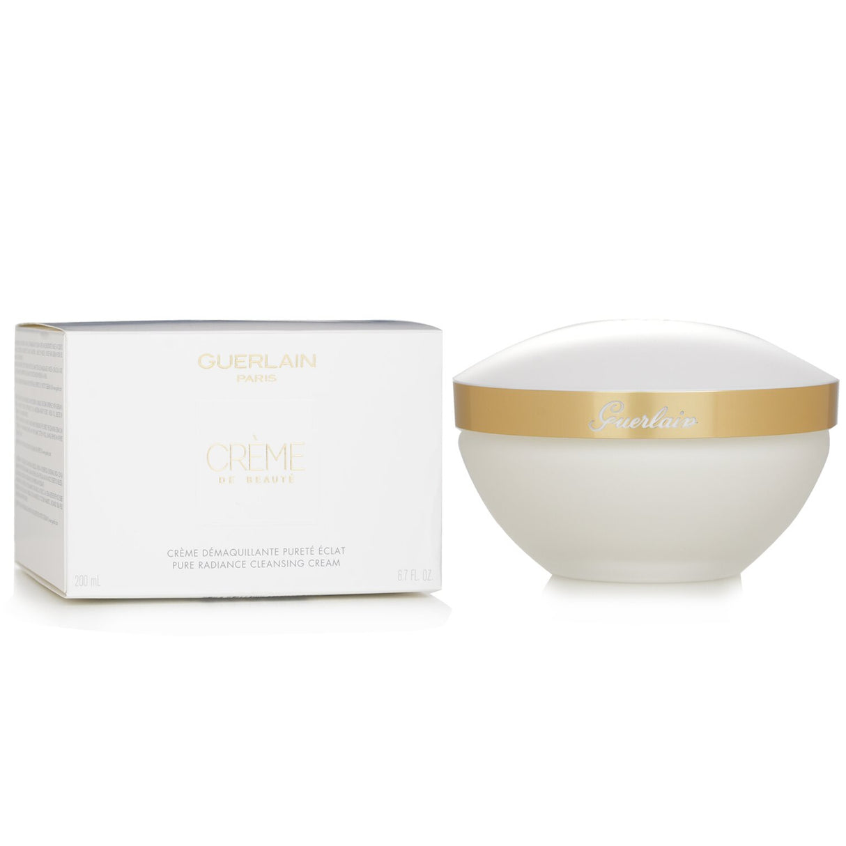 Luxurious facial cleansing cream in a 200ml jar, enriched with nigella flower oil and a signature white tea fragrance.
