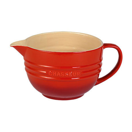 Red CHASSEUR mixing jug, 1.5L capacity, designed for easy pouring and perfect for cooking and baking.