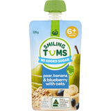 Woolworths Smiling Tums Baby Food 6+ Months Pear, Banana & Blueberry Pouch 120g