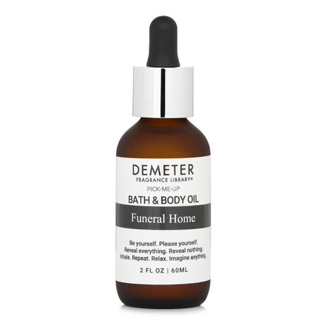 Demeter Funeral Home Bath & Body Oil, 60ml, features a unique blend for skin nourishment and relaxation with a serene floral scent.