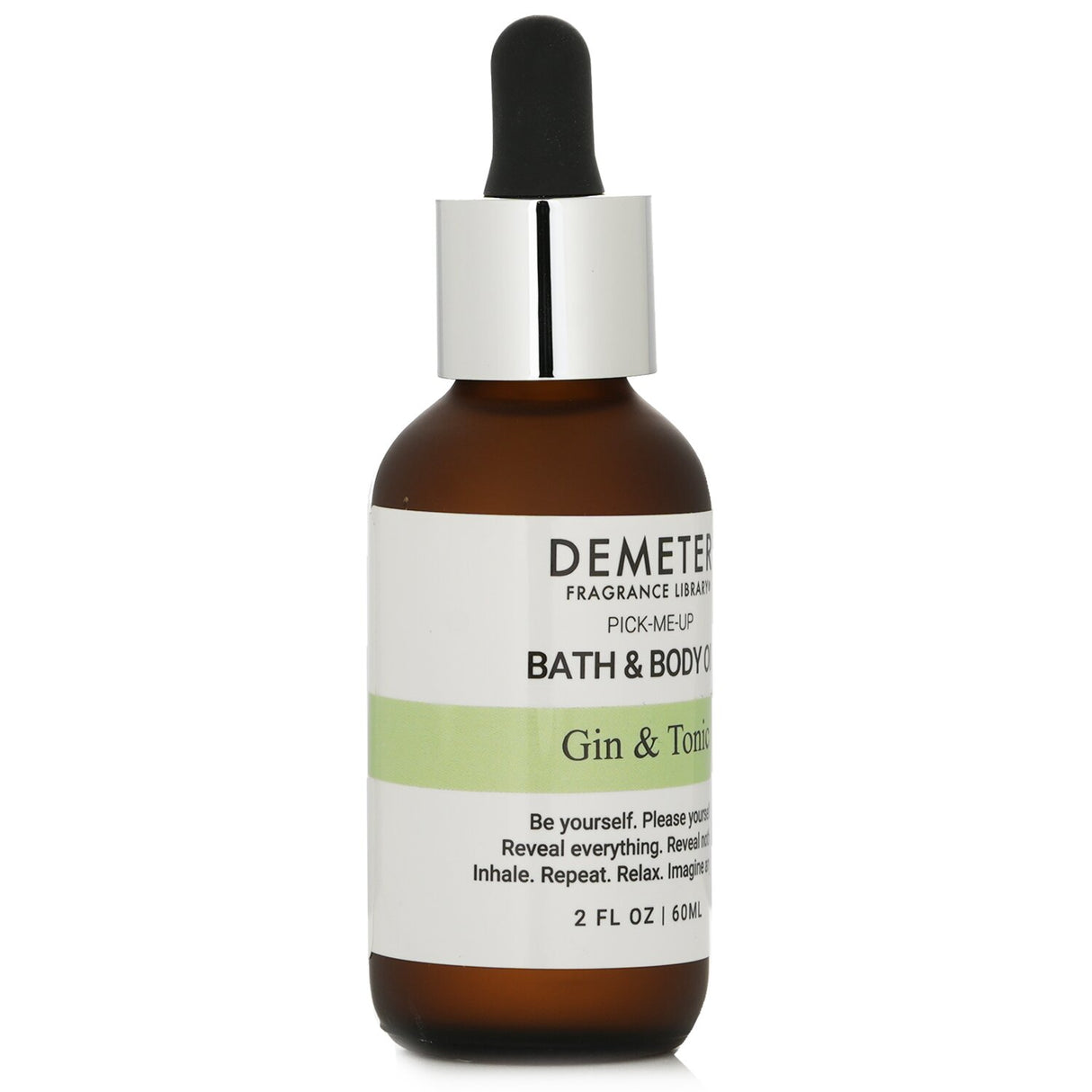 Demeter Gin & Tonic Bath & Body Oil in a 60ml bottle, featuring a refreshing gin and lime scent with nourishing oils for soft skin.