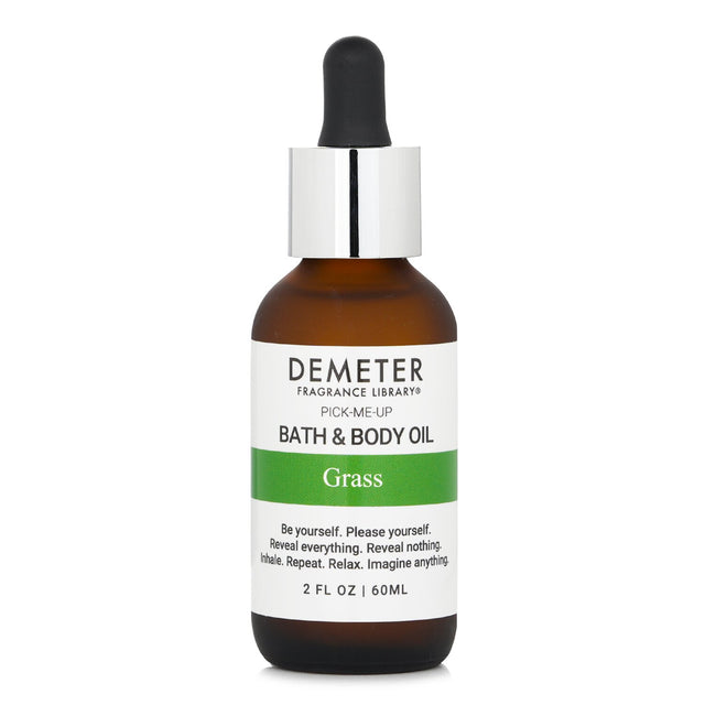 Demeter Grass Bath & Body Oil in a 60ml bottle, offering a silky texture and fresh grassy scent for nourishing skin care.