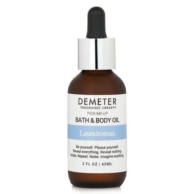 Demeter Laundromat Bath & Body Oil in a 60ml bottle, delivering a fresh laundry scent with nourishing oils for soft, moisturized skin.