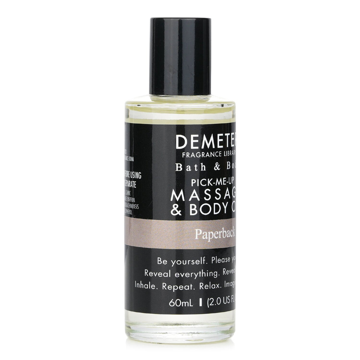 Luxurious 60ml massage oil with aged paper scent, absorbs quickly, nourishes skin, and free from harmful additives.