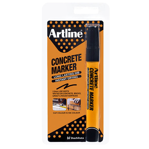 Artline Concrete Marker Black HS, ideal for marking on rough surfaces with permanent, instant-drying ink.