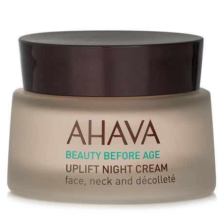 Ahava Uplift Night Cream, a rich anti-aging cream with Dead Sea minerals, hydrates and rejuvenates skin overnight.