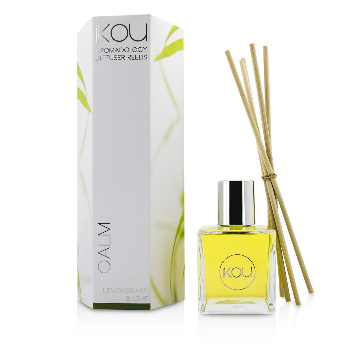 iKOU Aromacology Diffuser Reeds in Lemongrass & Lime, providing 9 months of calming aroma for a refreshing home atmosphere.
