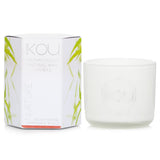 Luxurious eco-friendly candle in glass, featuring uplifting Italian Orange, Cardamom, and Vanilla, with 50-hour burn time.