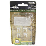 WizKids Deep Cuts Unpainted Miniatures Wooden Table & Stools