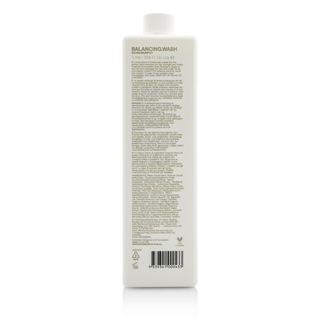 Kevin.Murphy Balancing.Wash shampoo bottle, designed for colored hair, strengthens and protects against color fade.