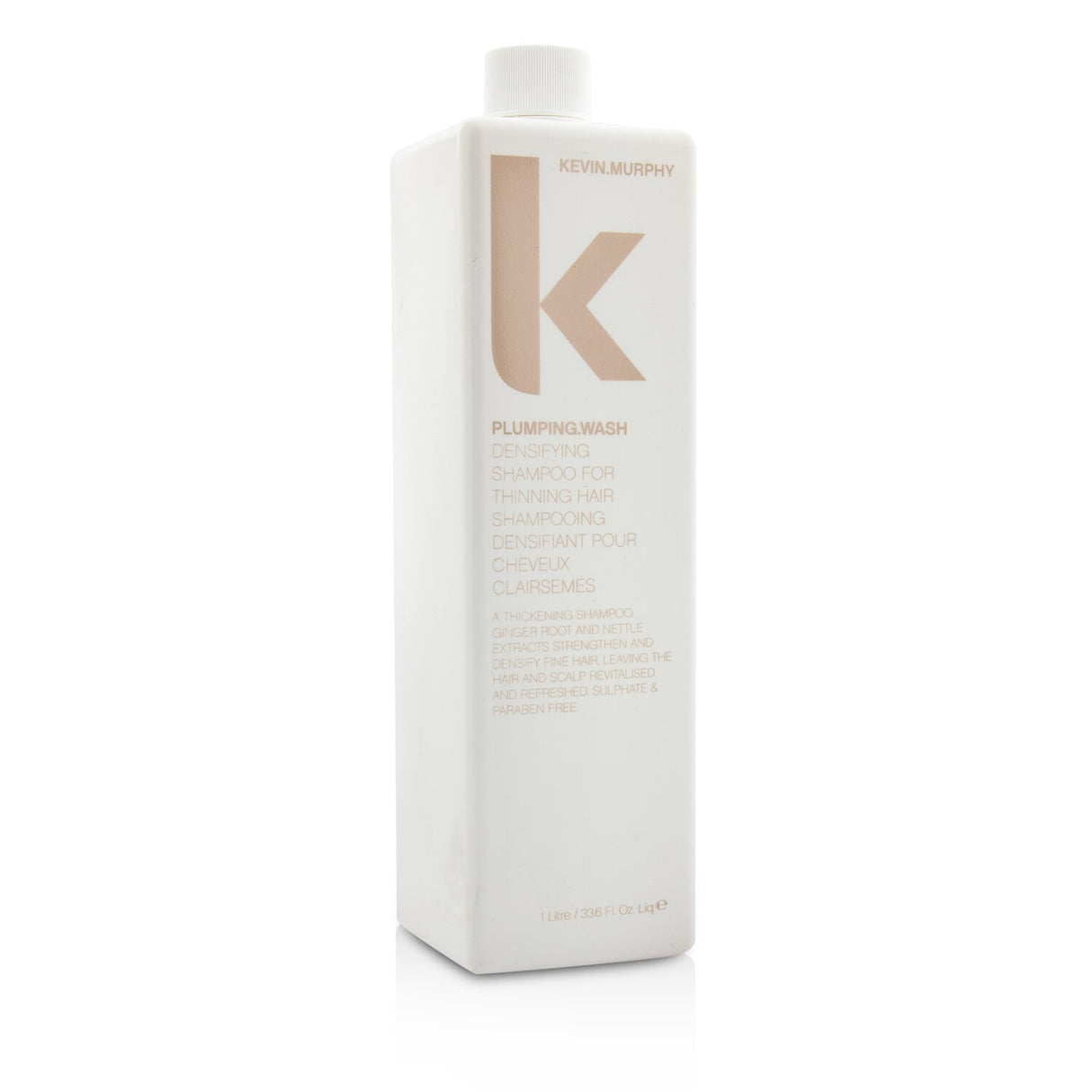 Kevin.Murphy Plumping.Wash shampoo bottle, 1000ml, designed for thinning hair with nutrient-rich Nettle and Ginger extracts for thicker hair.